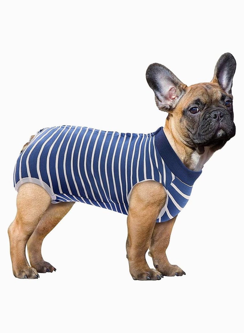 M Code Striped Recovery Sterilization Gown High Elastic Breathable Surgical Suit for Dogs After Weaning and Abdominal Wounds - Image 1