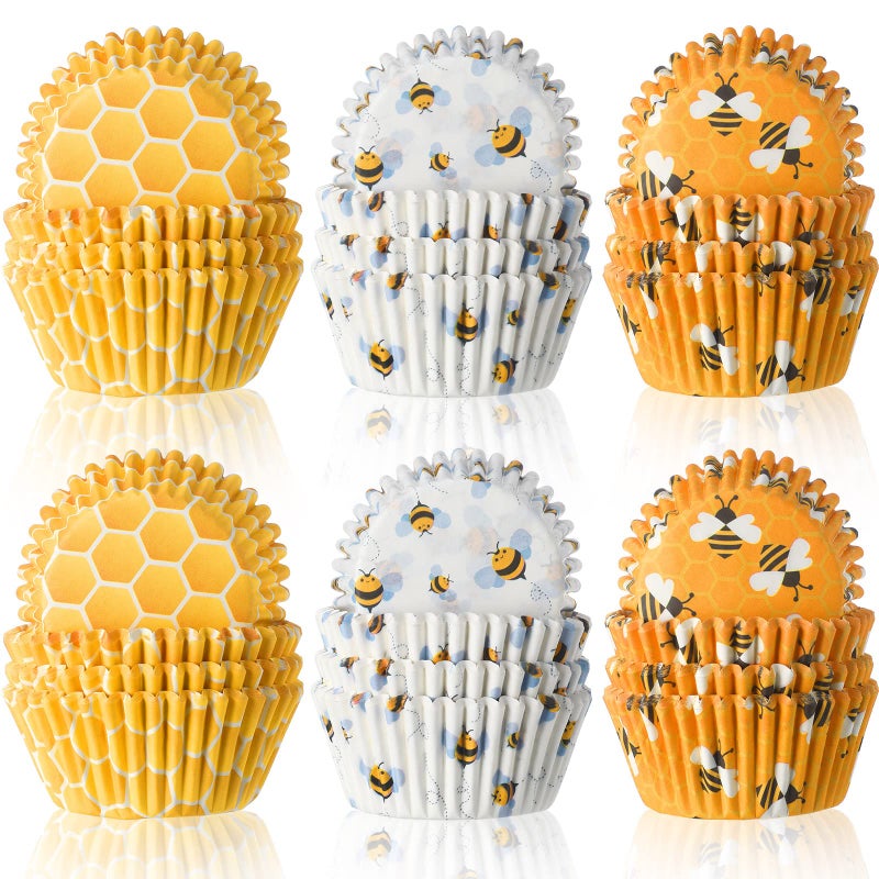 Chengu 300 Count Honey Bee Cupcake Wrappers  Yellow Cupcake Liners for Parties  Celebrations 