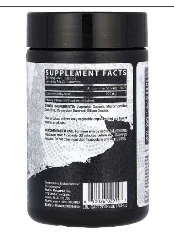 Nutrex Research NUTREX Caffeine 200 – 60 Capsules - Image 2