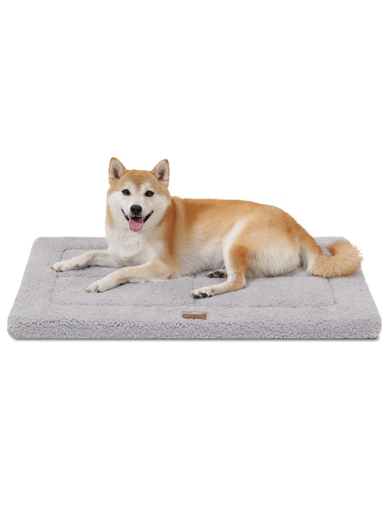 MASSFU Washable Dog Crate Bed for Large Dogs, Reversible Ultra Soft Dog Crate Pad, Fleecy Foam Pet Beds for Indoor & Outdoor Dogs, 35" x 23", Gray - Image 1