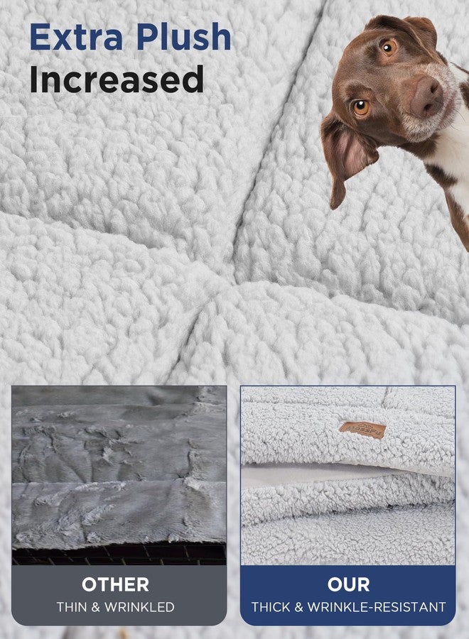 MASSFU Washable Dog Crate Bed for Large Dogs, Reversible Ultra Soft Dog Crate Pad, Fleecy Foam Pet Beds for Indoor & Outdoor Dogs, 35" x 23", Gray - Image 2