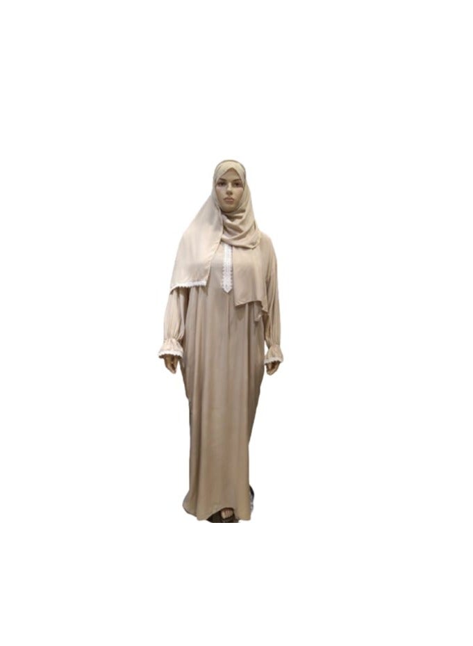 ثوب صلاة قطني مع غطاء للرأس  - Image 1