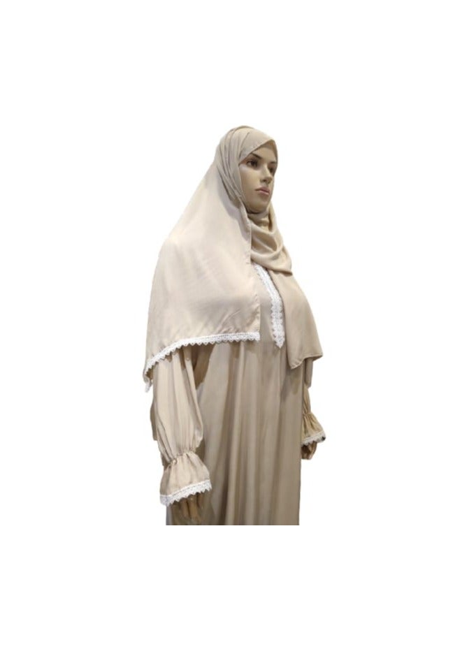 ثوب صلاة قطني مع غطاء للرأس  - Image 3