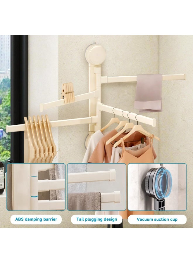 Arabest Suction Cup Towel Rack,Space Saving Wall Mounted Swivel Towel Holder, SUS304 Stainless Steel 4-Arm No Drilling Towel Bar for Bathroom, Kitchen-White - Image 5