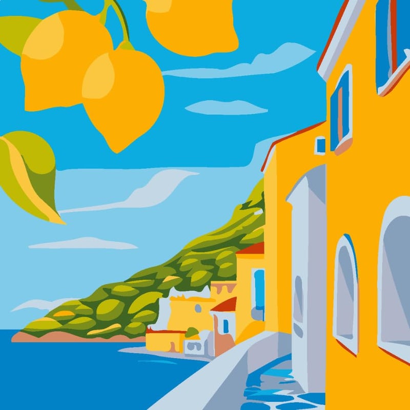 CRAFT MATE CRAFTMATE DIY Framed Paint by Numbers Canvas Art and Craft Kit for Adults and Kids | Lemons of Positano Paint by Numbers Mini Kit| 8 x 8 inch - Image 1