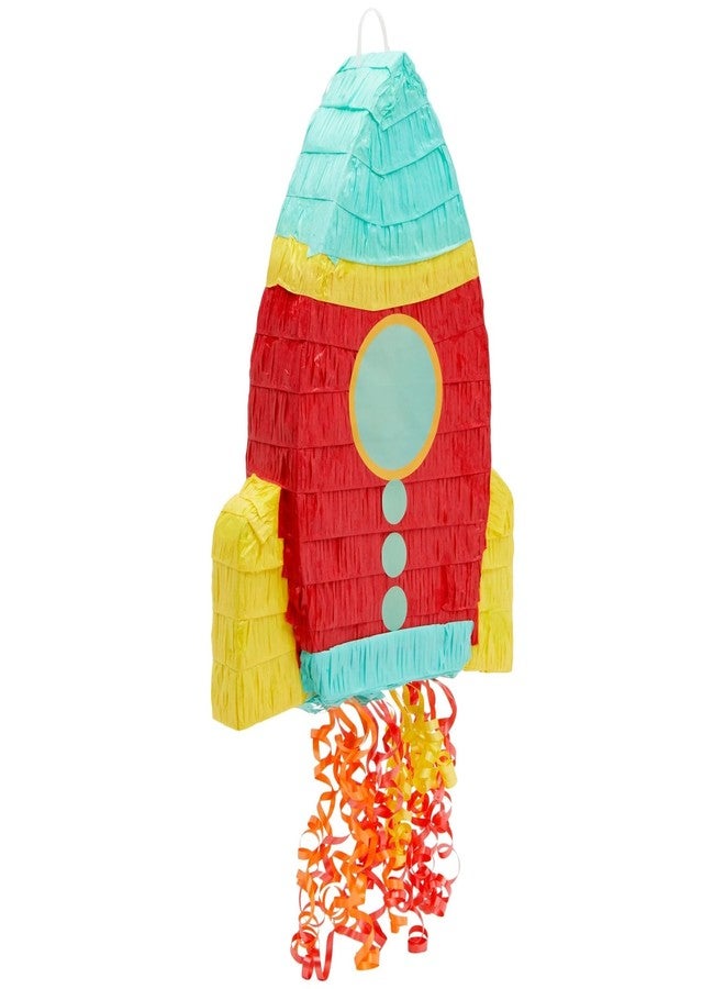 BLUE PANDA Rocket Ship Pull String Pinata for Space Birthday Decorations, Party Supplies & Outer Space Party Decor - 16.5 x 12.5 x 3 In, Red - Image 1