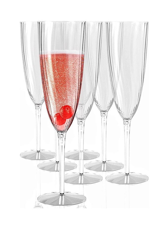 GLASSES FLUTES DISPOSABLE -GLASSES SET OF 12 FOR WEDDING - ONE PIECE PLASTIC FLUTES - 6 OZ GLASSES - MIMOSA FLUTES - BPA FREE CUPS SET