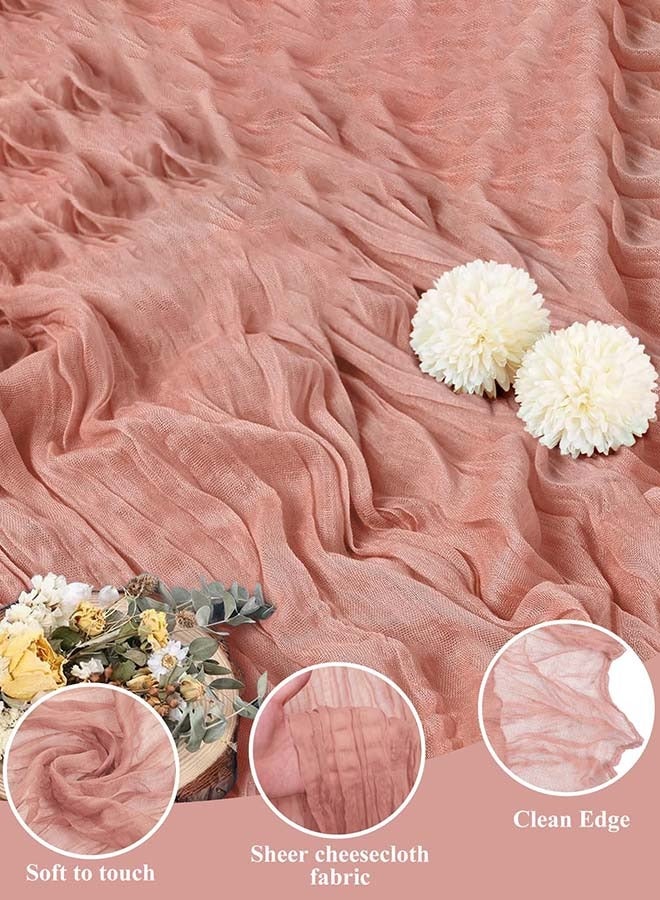 ثمانية فيبيهاوس مفرش طاولة من الشاش المجعد مفرش مائدة شفاف مفرش طاولة شيساني مفرش مائدة شفاف مفرش طاولة طويل عداء طاولة قماش الطاولة مفرش طاولة من القماش القطني 4M، مفرش طاولة زفاف وردي، مفرش طاولة من الشاش البوهيمي، ديكور طاولة شفاف ريفي 90x400 سم وردي قطعة مركزية للطاولة مفرش طاولة شيساني مفارش طاولات - Image 2