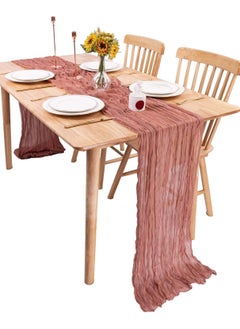 YIM-VIBEHAUS 4 M Cheesecloth Table Runner, Pink Wedding Table Runner, Boho Gauze Table Runner, Rustic Sheer Table Decor 90 x 400 CM Pink  - Image 1