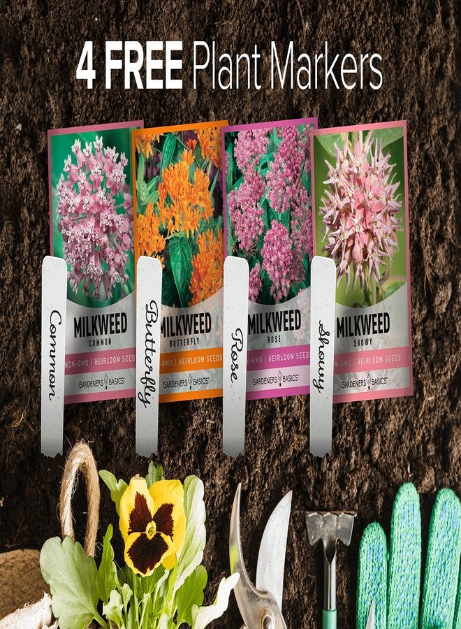 Gardeners Basics بذور نبات الصقلاب الأساسية لجذب فراشات الملك (عبوة من 4 أنواع) - أنواع شائعة، وأنواع زاهية، وأنواع خاصة بالفراشات، وأنواع خاصة بالورود - تجذب الفراشات والنحل والملقحات - بذور زهور برية تراثية - Image 3