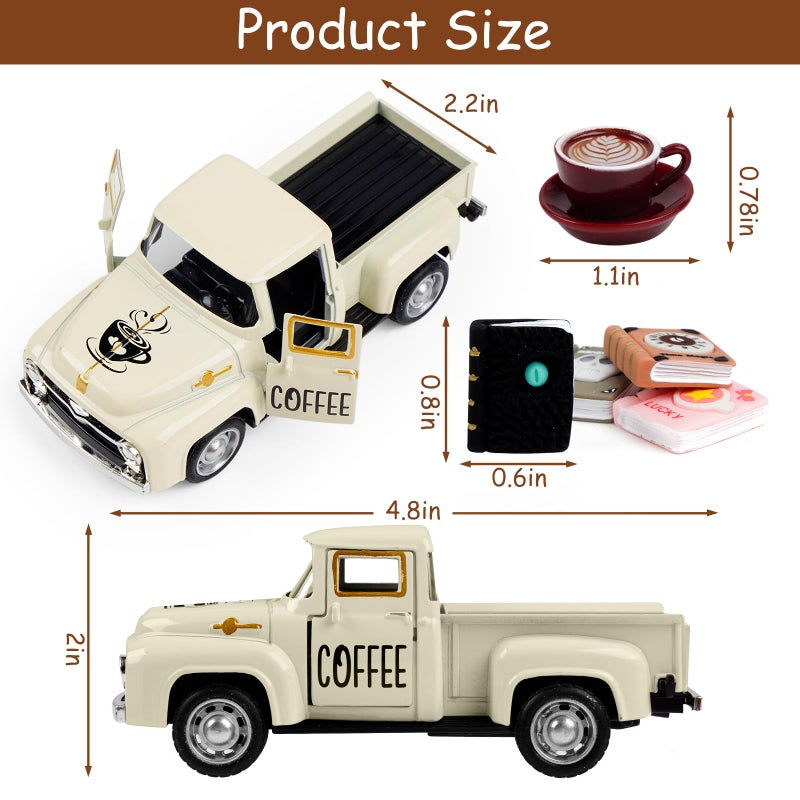 CRAFLOX Cream Coffee Truck Decoration - Coffee Lover Truck Decor, Themed Ornaments, Cute Decor for Dashboard & Tabletop Tiered Tray, Barista Gift - Image 3