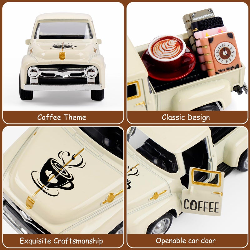 CRAFLOX Cream Coffee Truck Decoration - Coffee Lover Truck Decor, Themed Ornaments, Cute Decor for Dashboard & Tabletop Tiered Tray, Barista Gift - Image 4