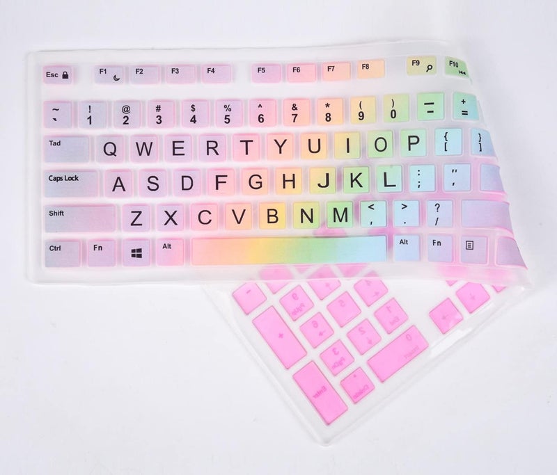 iKammo Color Keyboard Cover Skins Compatible with DELL KM636 KB216 Wired Keyboard  DELL Optiplex 5250 3050 3240 5460 7450 7050  DELL Inspiron AIO 347536703477 Allin one DesktopRainbow 11 - Image 3