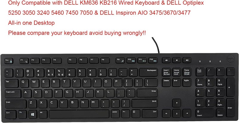 iKammo Color Keyboard Cover Skins Compatible with DELL KM636 KB216 Wired Keyboard  DELL Optiplex 5250 3050 3240 5460 7450 7050  DELL Inspiron AIO 347536703477 Allin one DesktopRainbow 11 - Image 2