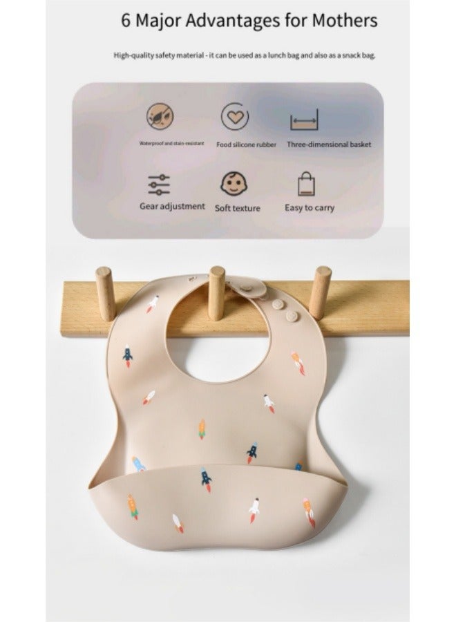 Cherry Pattern Baby Bib Waterproof Bib Children's Eating Silicone Rice Pocket Baby Bib - Image 2