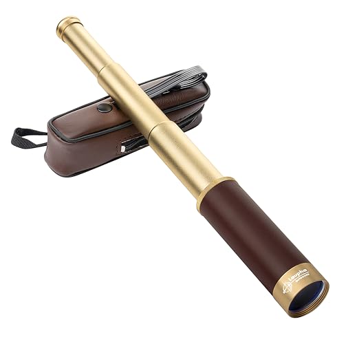 Laupha Retro Pirate Telescope Zoomable 25x30 Pocket Monocular Portable Collapsible BAK4 Lens Captain Jacks Spyglass Handheld Telescope Vintage Telescope for Kids - Image 1