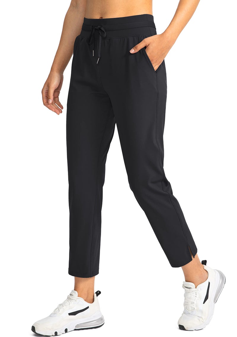 Soothfeel Women's Pants with 4 Pockets 7/8 Stretch High Waisted Sweatpants Travel Athletic Work Golf Pants for Women(Black, X-Large) - Image 1