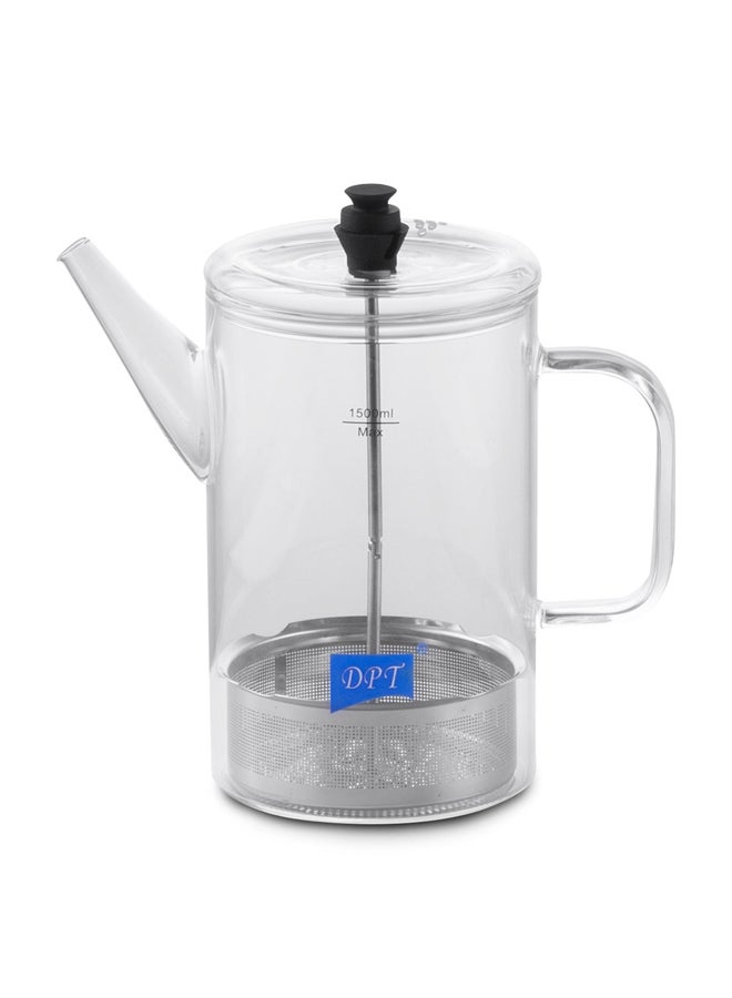 DPT إبريق شاي زجاجي، شفاف، سعة 1500 مل - Image 3