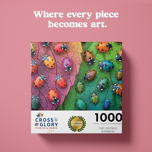 Cross & Glory Cross Glory The Ladybug Rainbow 1000 Piece Jigsaw Puzzle for Adults Vibrant Nature Puzzle Colorful and Relaxing Puzzle Challenge - Image 5