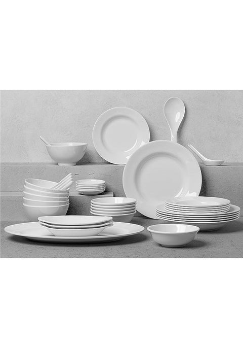 Melamine Dinner Set 40 Pieces For 6 People White Microwave And Dishwasher Safe
