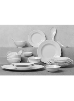 CC Bin Shihon Melamine Dinner Set 40 Pieces For 6 People White Microwave And Dishwasher Safe  - Image 1