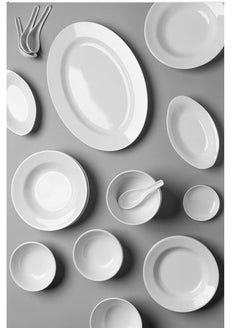 CC Bin Shihon Melamine Dinner Set 40 Pieces For 6 People White Microwave And Dishwasher Safe  - Image 2