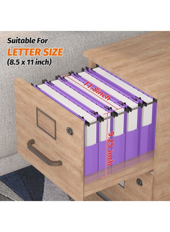 Shutex Extra Capacity Plastic Hanging File Folders,12 Pack Reinforced Expanding Hang Folder Letter Size,Accordian Pocket,Heavy Duty 2 Inch Expansion,Hanging Folder Organizer for Office Home,Purple - Image 3