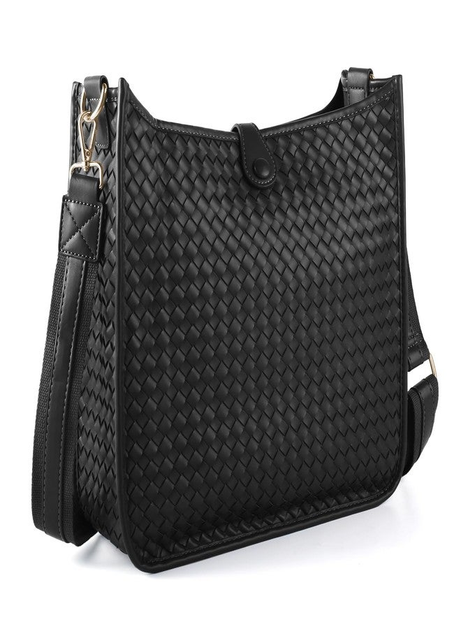LIKEBAG Women's Woven Crossbody Bag, Large - Capacity PU Leather Shoulder Bag for Daily Use, Casual Tote Purse with Adjustable Strap (black) - Image 1