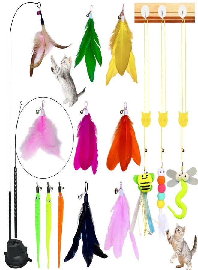 Walfront Cat Toy Set for Indoor Play, 17 Pieces, Interactive Feather Wand, Fun & Engaging Playtime for Cats and Kittens, Perfect for Active & Playful Cats - Image 2