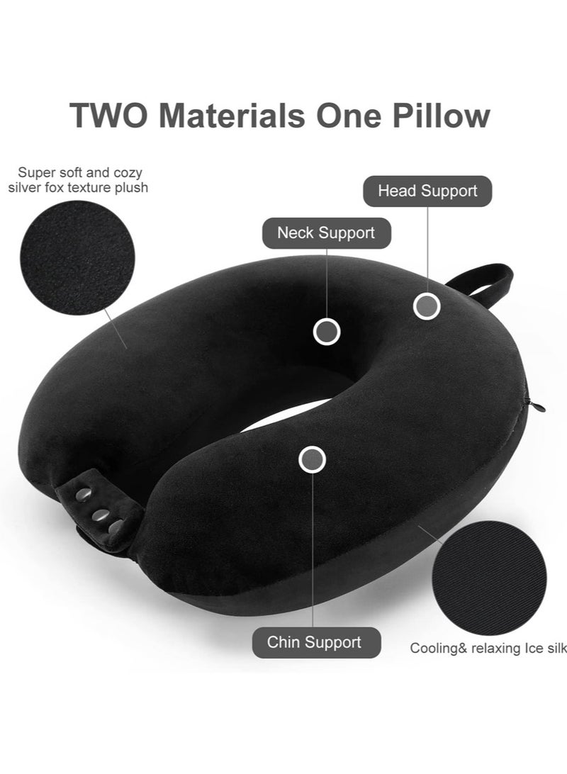 وسادة رقبة للسفر، أفضل وسادة طائرة من إسفنج الذاكرة لدعم الرأس، وسادة ناعمة قابلة للتعديل للطائرة أو السيارة أو كرسي الاسترخاء المنزلي - Image 2