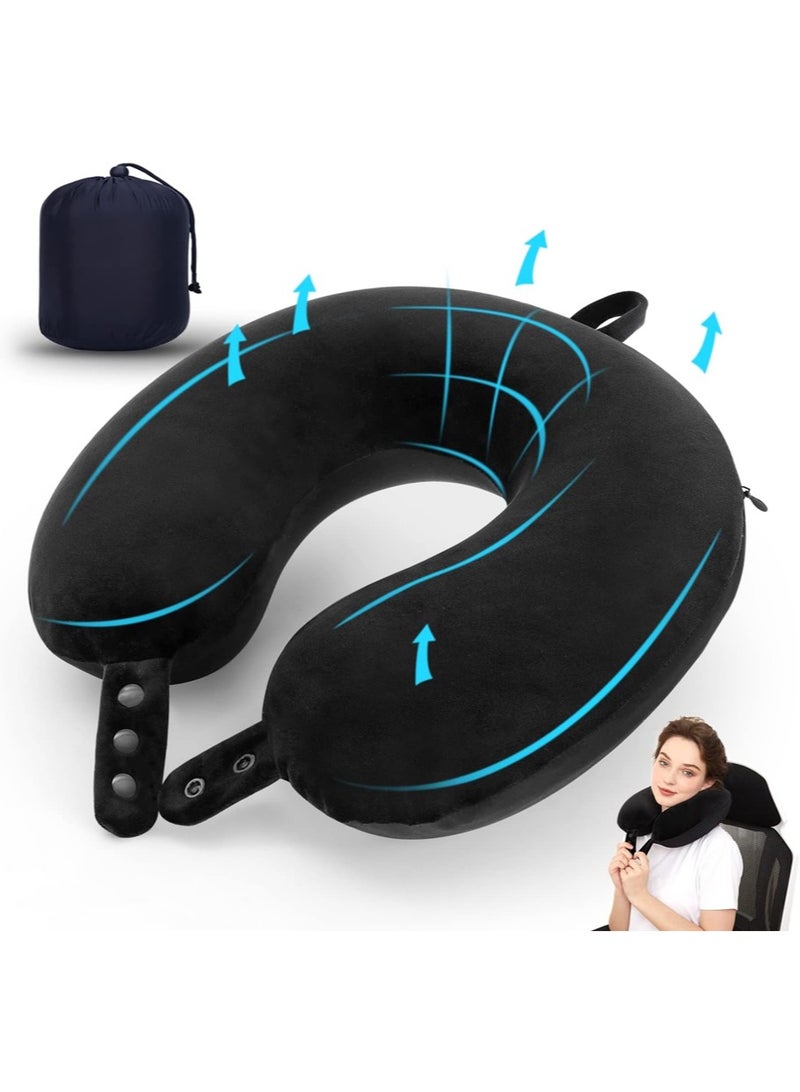 وسادة رقبة للسفر، أفضل وسادة طائرة من إسفنج الذاكرة لدعم الرأس، وسادة ناعمة قابلة للتعديل للطائرة أو السيارة أو كرسي الاسترخاء المنزلي - Image 1