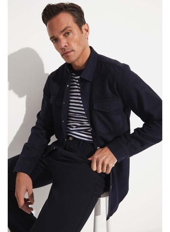 جون قميص رجالي بأزرار كبس سادة مقاس عادي كحلي - Image 3