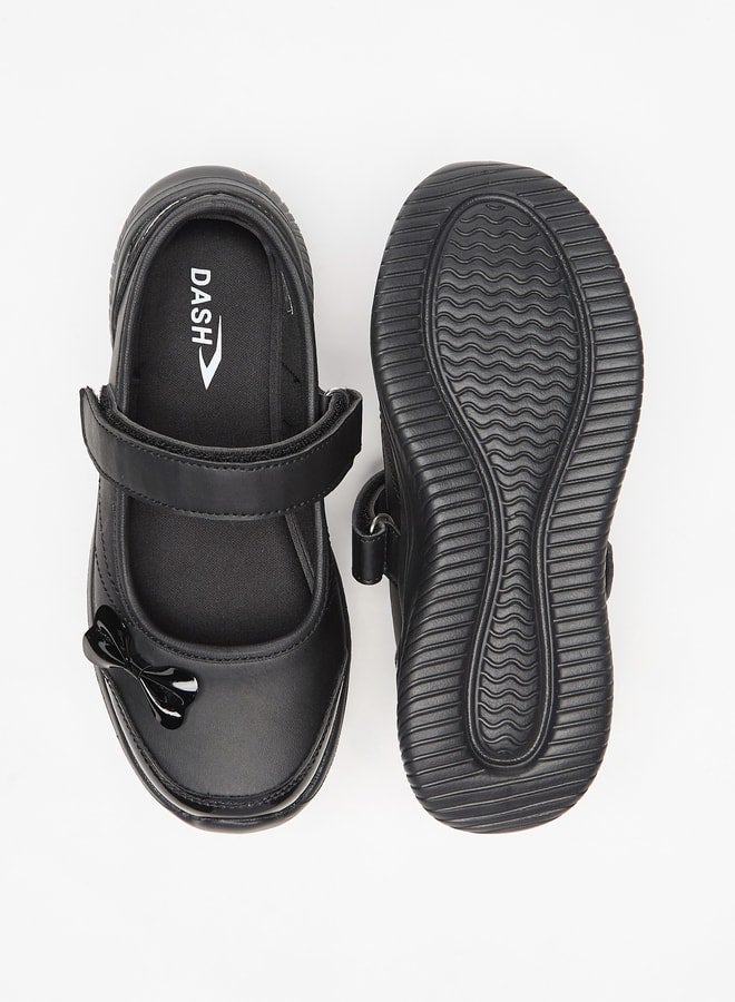 Dash Bow Accent Mary Jane School Shoes with Hook and Loop Closure - Image 4