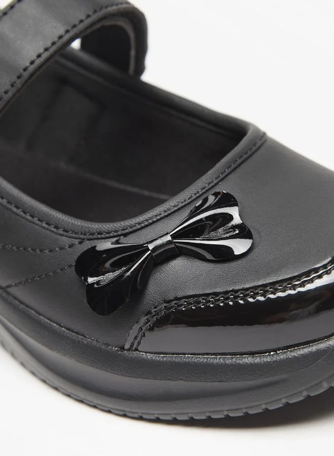 Dash Bow Accent Mary Jane School Shoes with Hook and Loop Closure