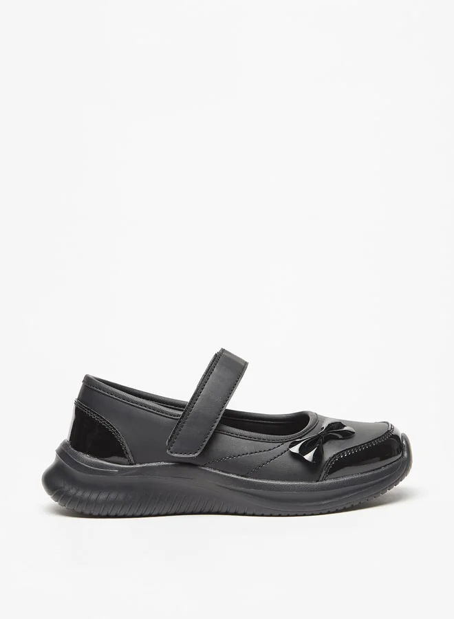 Dash Bow Accent Mary Jane School Shoes with Hook and Loop Closure