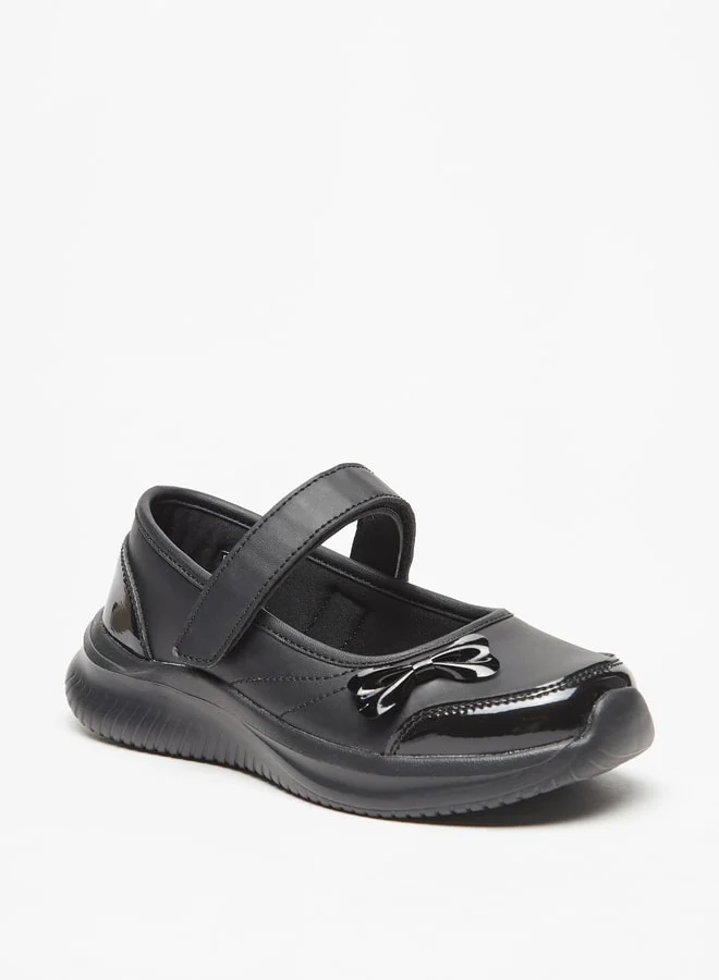 داش Bow Accent Mary Jane School Shoes with Hook and Loop Closure
