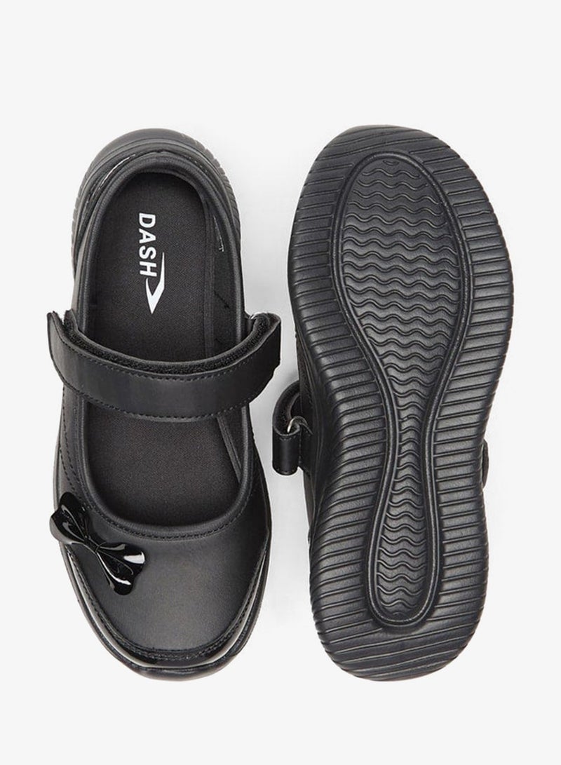 Dash Bow Accent Mary Jane School Shoes with Hook and Loop Closure - Image 4