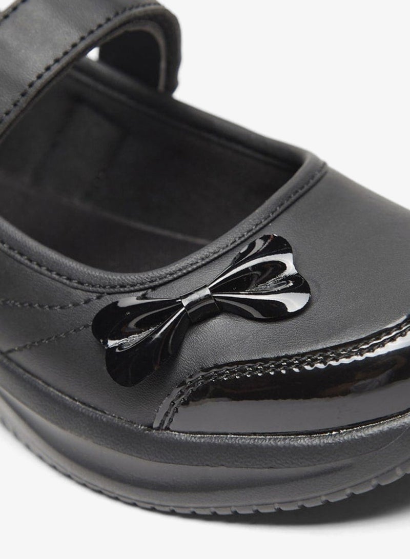 Dash Bow Accent Mary Jane School Shoes with Hook and Loop Closure - Image 5