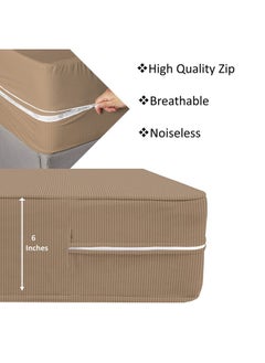 BSB HOME BSB HOME® Premium Cotton Mattress Cover/Protector with Zipper Chain| Available in Provides All Around Protection with 360° Encasing |72"x36" (6x3 ft) - Pack of 1 - Beige  - Image 3