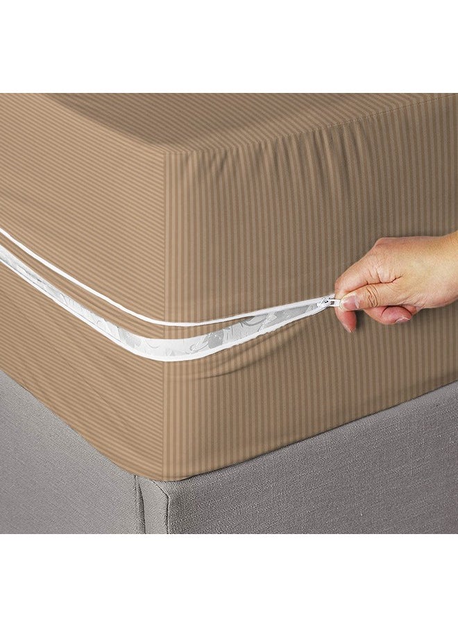 BSB HOME BSB HOME® Premium Cotton Mattress Cover/Protector with Zipper Chain| Available in Provides All Around Protection with 360° Encasing |72"x36" (6x3 ft) - Pack of 1 - Beige  - Image 1