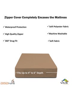 BSB HOME BSB HOME® Premium Cotton Mattress Cover/Protector with Zipper Chain| Available in Provides All Around Protection with 360° Encasing |72"x36" (6x3 ft) - Pack of 1 - Beige  - Image 2