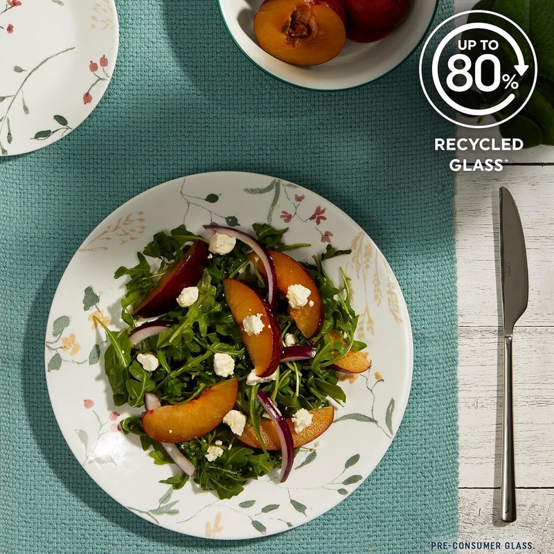 Corelle Vitrelle 18 Piece Glass Dinnerware Sets Service for 6 Triple Layer Chip  Crack Resistant Glass Plate and Bowl Sets Wildflower - Image 5