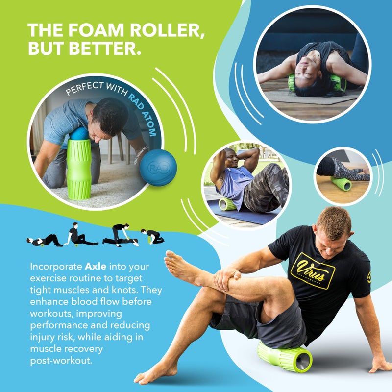RAD Axle Exercise Foam Roller - Extra Firm High Density Foam Roller for Back Pain & Stretching, HIPS, Legs, Shoulder - Deep Tissue Massage Roller - Muscle Foam Roller for Myofascial Release, Mobility - Image 3