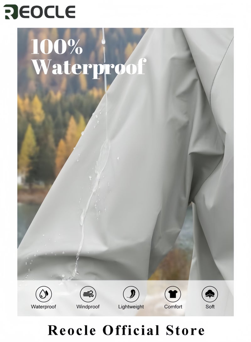 REOCLE Womens Rain Jacket Waterproof Lightweight Packable Outdoor Hooded Windbreaker Windproof Adjustable Raincoat  - Image 4