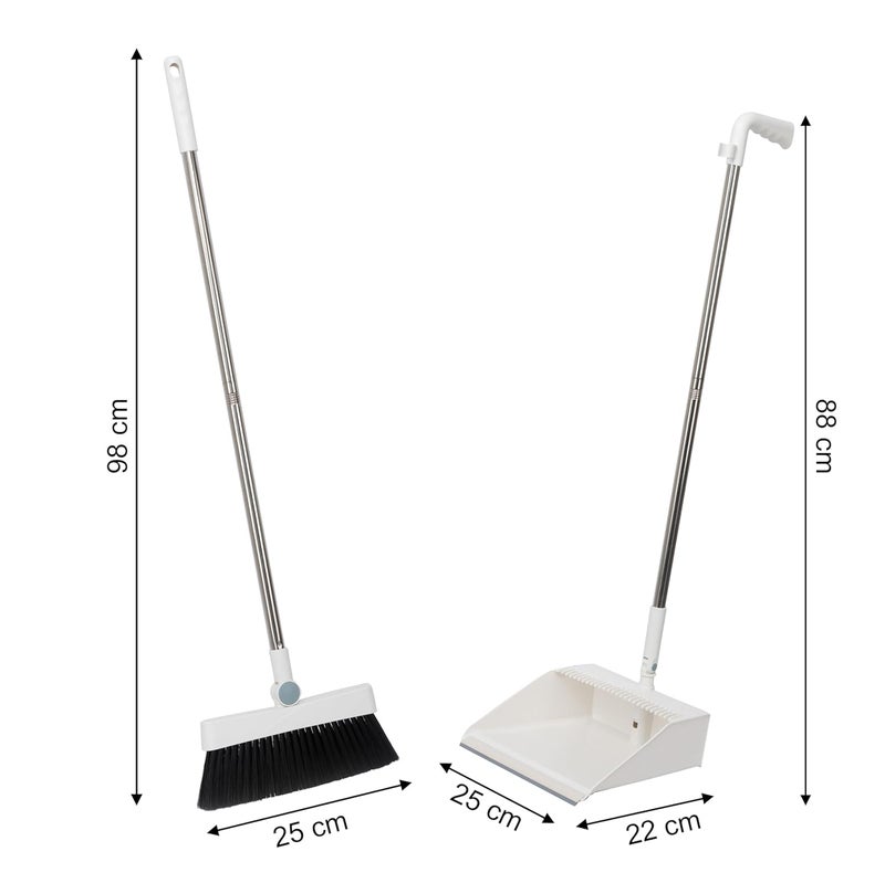 GNEY Broom Dustpan Set Floor Squeegee Adjustable Handle with Dustpan Teeth for Cleaning Kitchen House Floor Office Garage Barber Shop Indoor Use Broom and Dustpan Set - Image 2