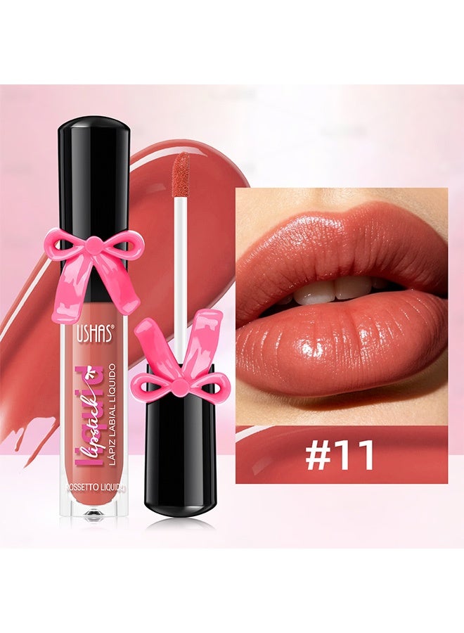 Ushas Liquid Lipstick,LapizLabial Liquido,Rossetto Liquido, High-Shine Long-Lasting Non-Sticky Lip Gloss, Hydrating Juicy Tint with Cute Bow Design,#11 - Image 2