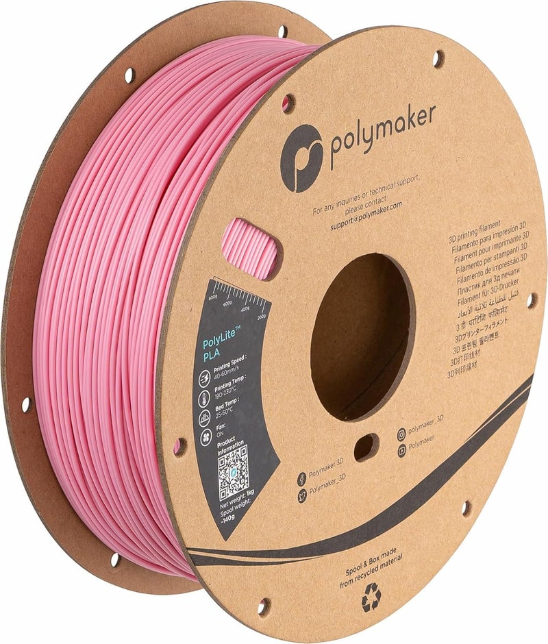 polymaker خيوط PLA، وردي خيوط طباعة ثلاثية الأبعاد PLA 1.75 مم 1 كجم - خيوط طابعة ثلاثية الأبعاد PolyLite PLA، دقة أبعاد +/- 0.03 مم، متوافقة مع معظم الطابعات ثلاثية الأبعاد، وردي - Image 1