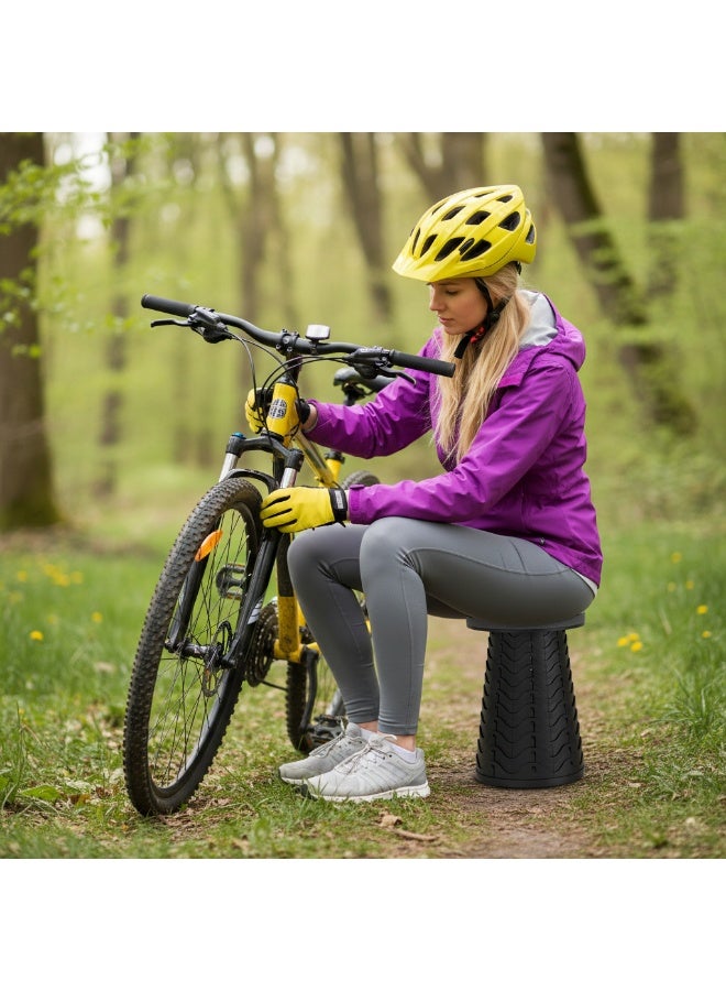 GREEN LION 2 in 1 Foldable Table & Stool, Portable Camping Table & Stool with Up to 180 KG Stool Load Capacity and Telescopic Hight Adjustment, Easy Folding, Carry Handle, Anti-Slip Base, LightWeight & Ideal for Camping, Hiking and Outdoors - Black - Image 2