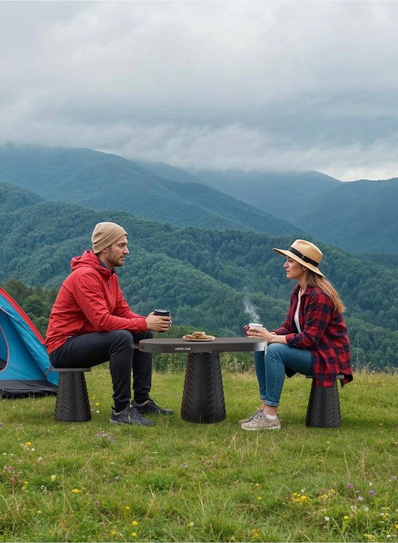 جرين ليون طاولة وكرسي قابلان للطي 2 في 1، طاولة وكرسي تخييم محمولان يتحملان وزنًا يصل إلى 180 كجم، مع إمكانية تعديل الارتفاع، سهل الطي، مزود بمقبض حمل، قاعدة مانعة للانزلاق، خفيف الوزن ومثالي للتخييم والمشي لمسافات طويلة والأنشطة الخارجية - أسود - Image 3
