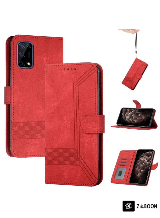 Zaboon Protective Case For OPPO Realme 7 Pro 5G Cubic Skin Feel Flip Leather - Image 1